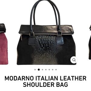 NWT - Black Crocodile-Embossed Shoulder Bag